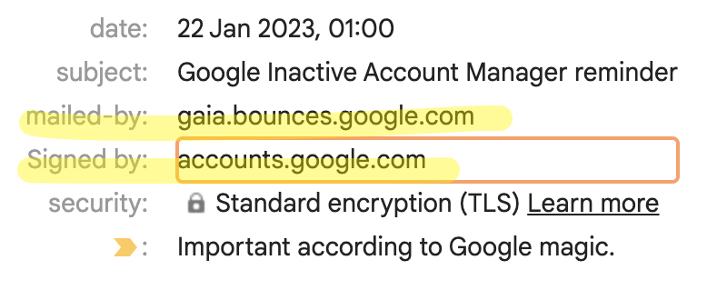 Google Inactive Account Manager reminder
